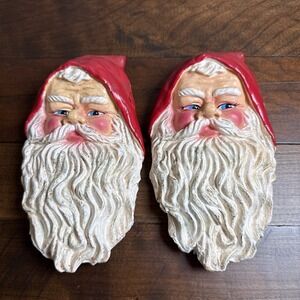 Vintage Silvestri Santa Head Christmas Tree Ornament Blue Eyes (Set Of 2)